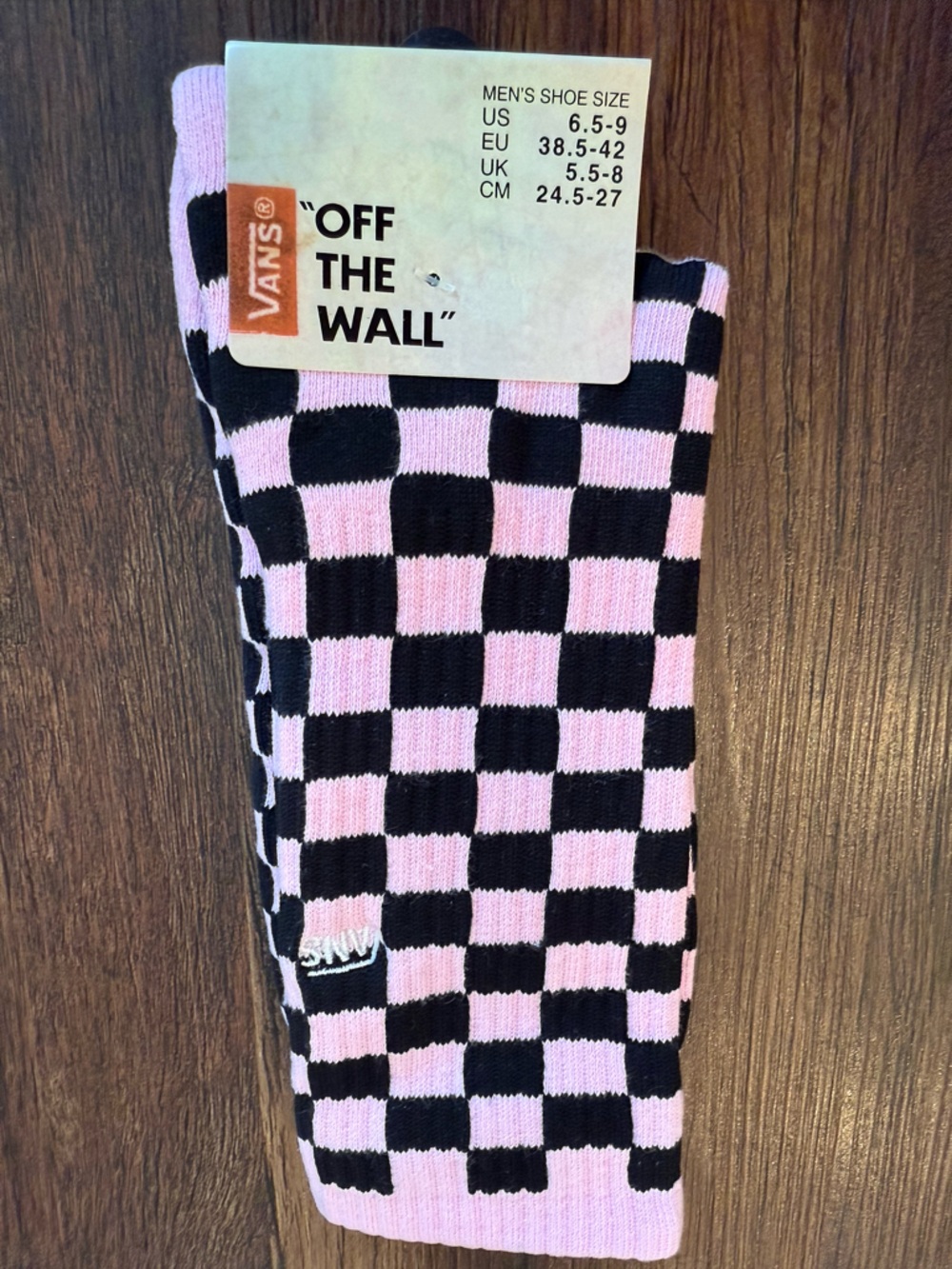 Vans Pink & Black Checker Crew Socks